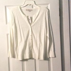 LOFT White Button Cardigan